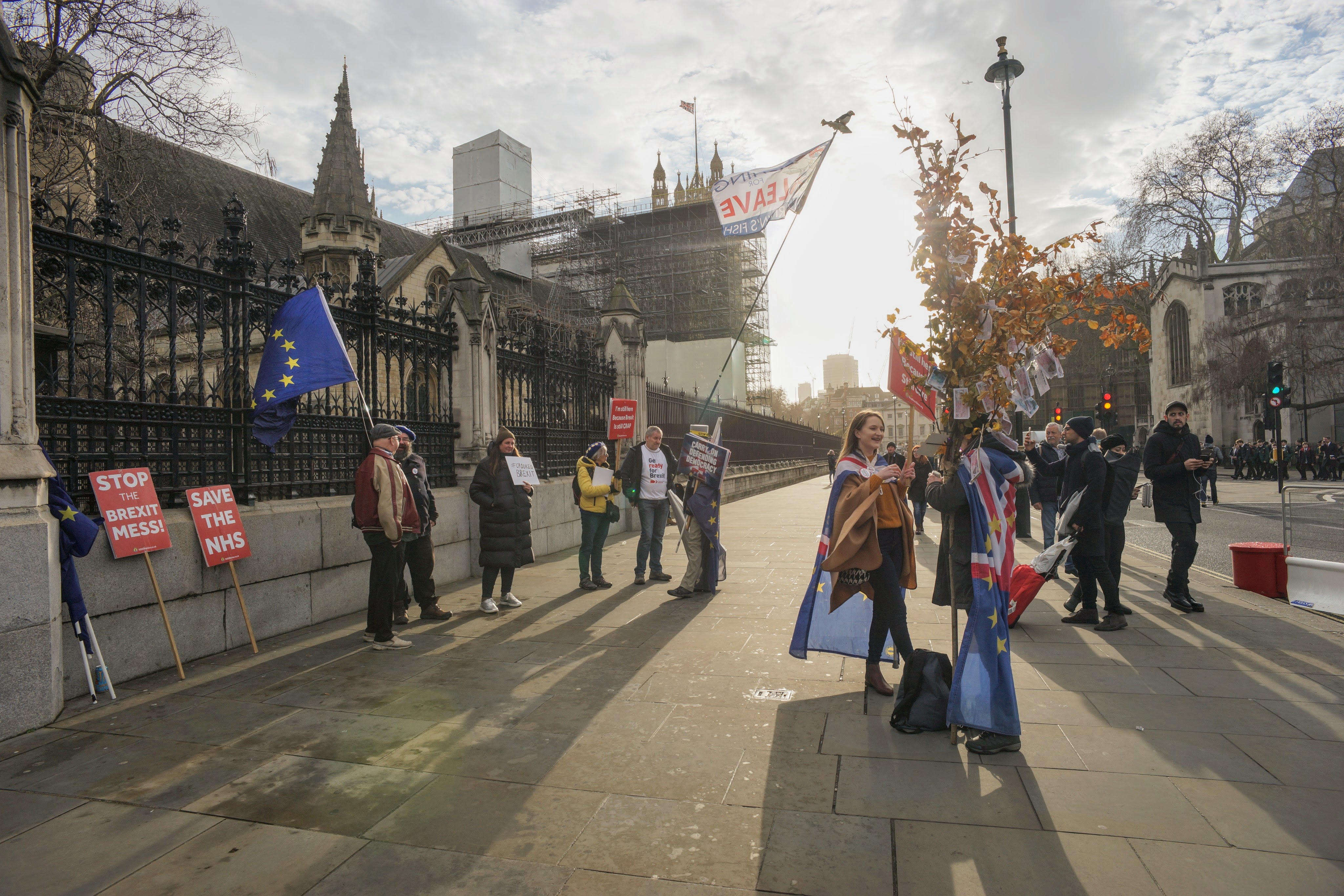 Διαμαρτυρία έξω από το Κοινοβούλιο από υποστηρικτές της παραμονής της Μεγάλης Βρετανίας στην Ευρωπαϊκή Ένωση, Ιανουάριος 2020 ( Φωτογραφία Νίκος Πράσσος @paspartou.gr ) 